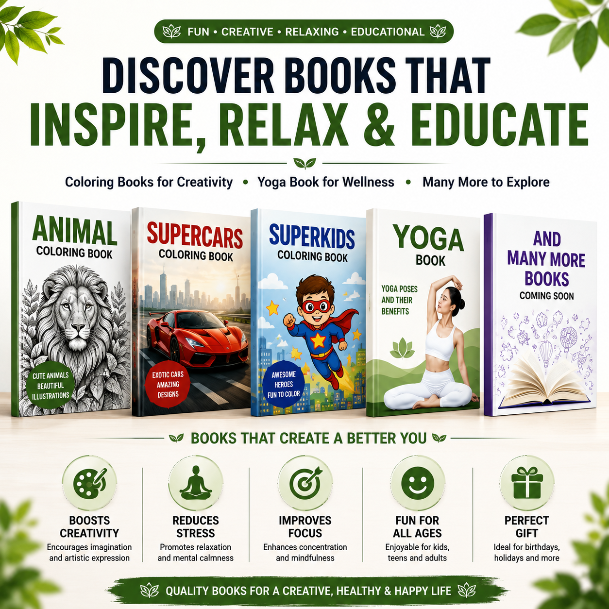 Best Coloring Books & Yoga Book | Creative Books for Kids & Adults