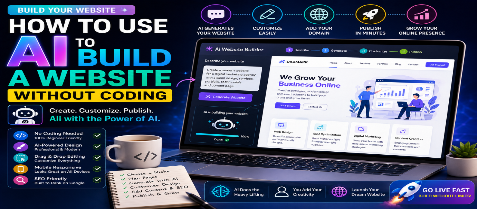 How to Use AI to Build a Website Without Coding: Complete Beginner's Guide